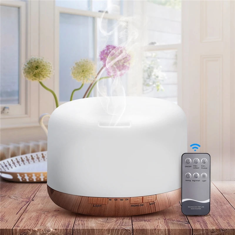 White and wood-grain ultrasonic essential oil diffuser